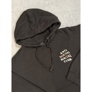 Anti Social Social Club Hoodie Men's M Black Pullover Sweatshirt Camo Lettering